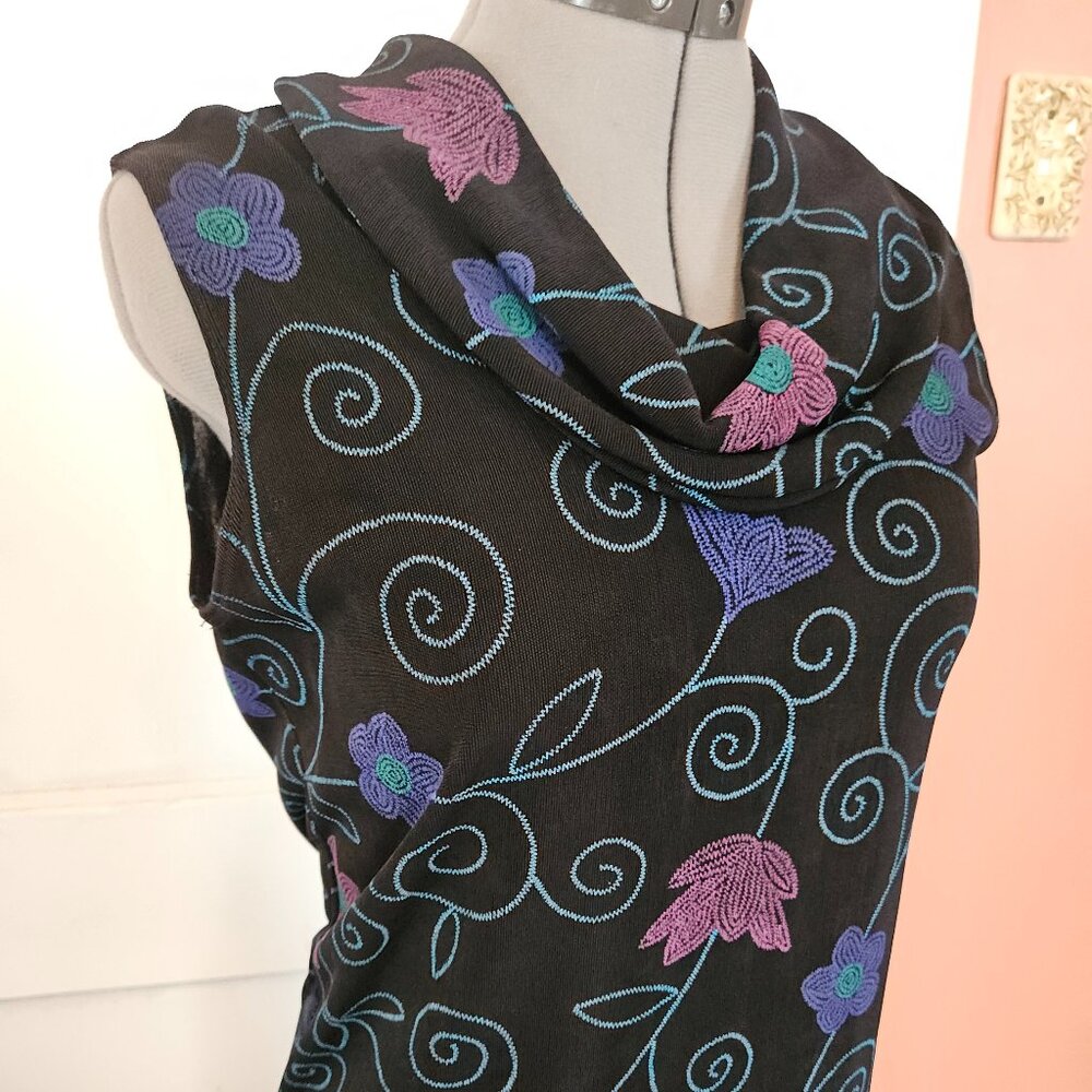 Choices Vintage Black Floral Top and Skirt Set S/M